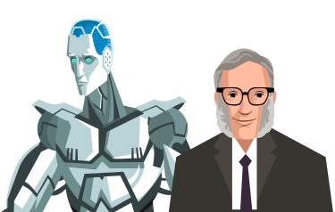 Isaac Asimov science fiction writer with fictional robot (Credit: Shutterstock)