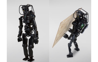 HRP-5P appearance (left) and HRP-5P carrying an approx. 13 kg board (right) (Credit: National Institute of Advanced Industrial Science and Technology)