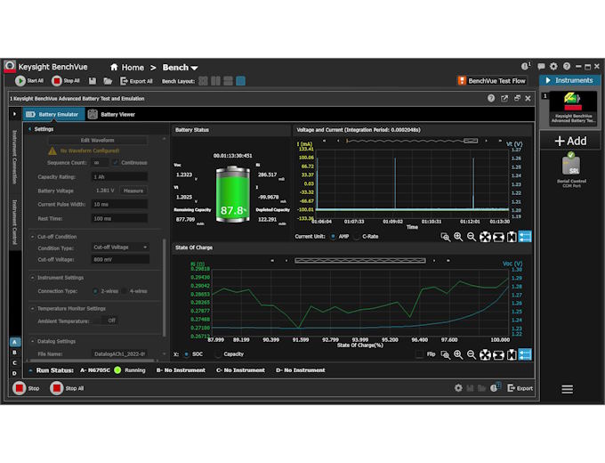 Figure 1: An advanced battery measurement solution with software that creates a dynamic discharge current data collection