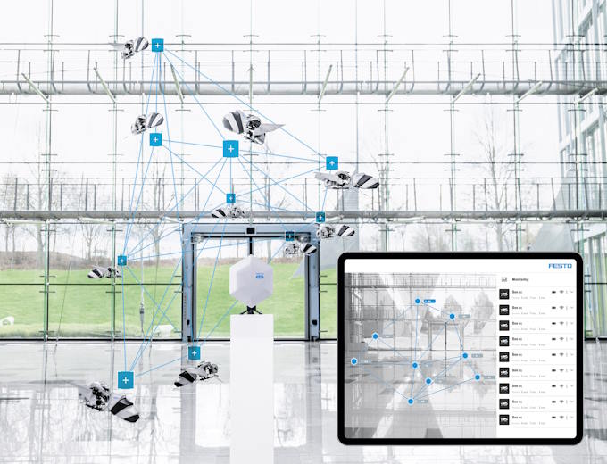 Collision-free flight: to fly in a swarm, the bees follow the paths specified by a central computer