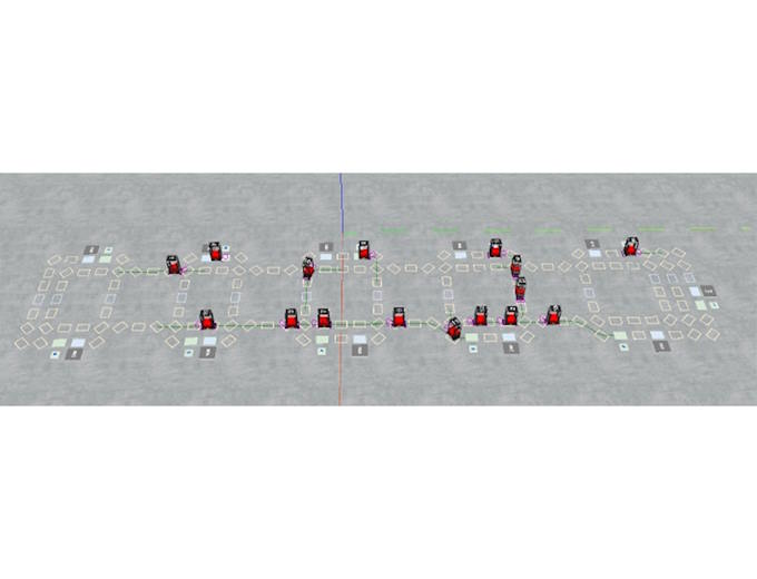 A simulation of Prime Vision’s robotic sorting fleet